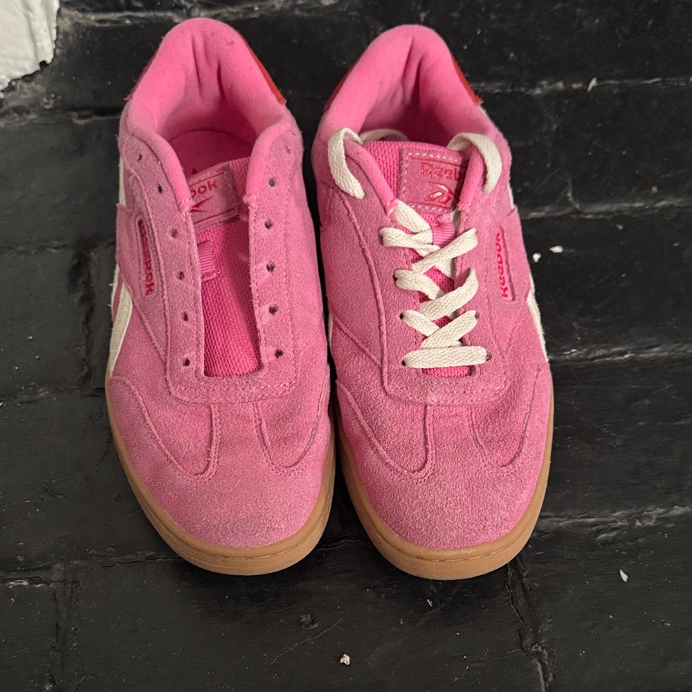 Reebok Pink Suede Sneakers with Gum Sole